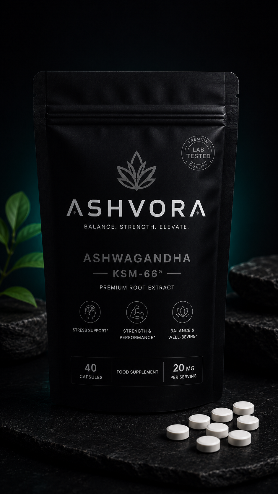 Ashvora Ashwagandha KSM-66 Premium Root Extract